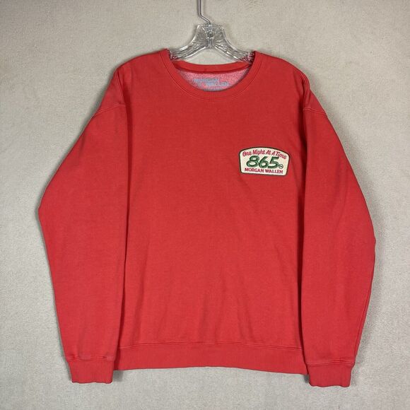 Morgan Wallen Sweater Mens Medium Red One Night At A Time 865 Pullover Adult